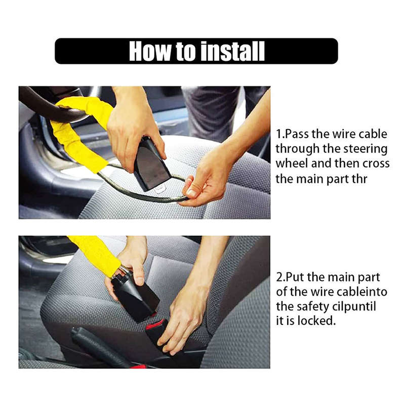 Car Steering Wheel Wire Rope Lock Safety Anti-theft Lock