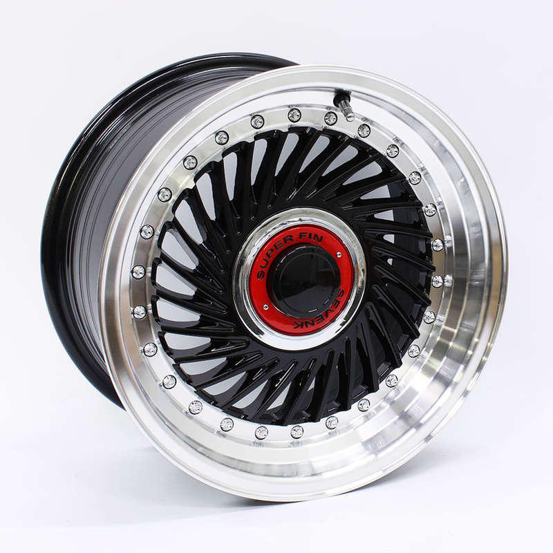 15" M7653 4/100 &amp; 4/114 Black Machined Lip Alloy Wheels
