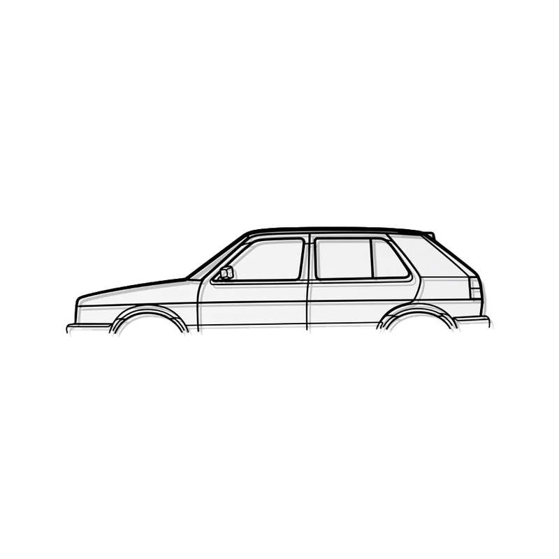 Steel Silhouette Wall Art - VW Golf Mk2 1700X600X2MM