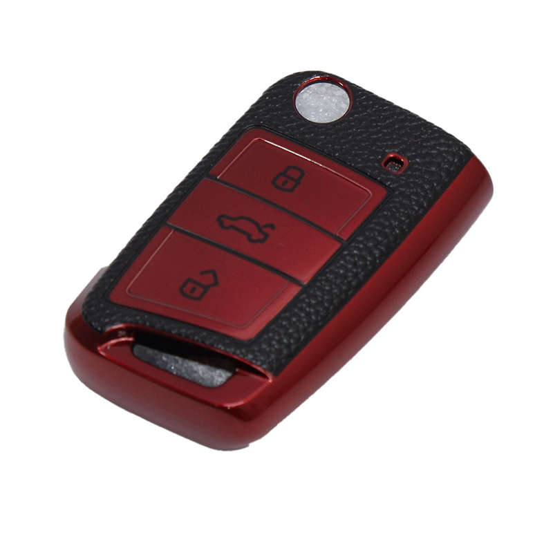 Nex VW Golf mk7 Key Cover with Red &amp; Black Leather Finish