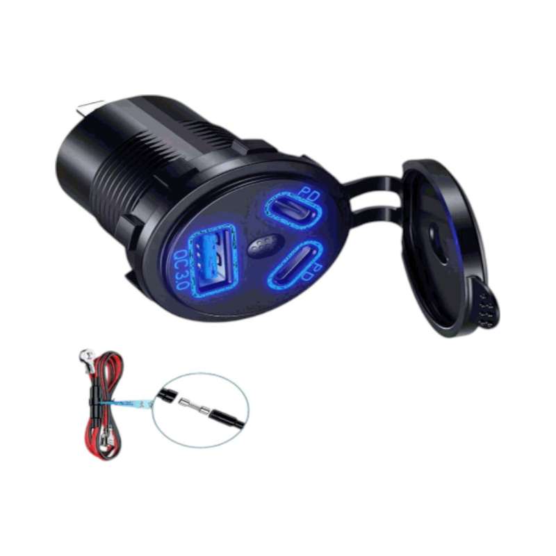 Cyber Dyne Dc Power Socket Qc3.0 Dual Type C Cigertte Lighter Adaptor