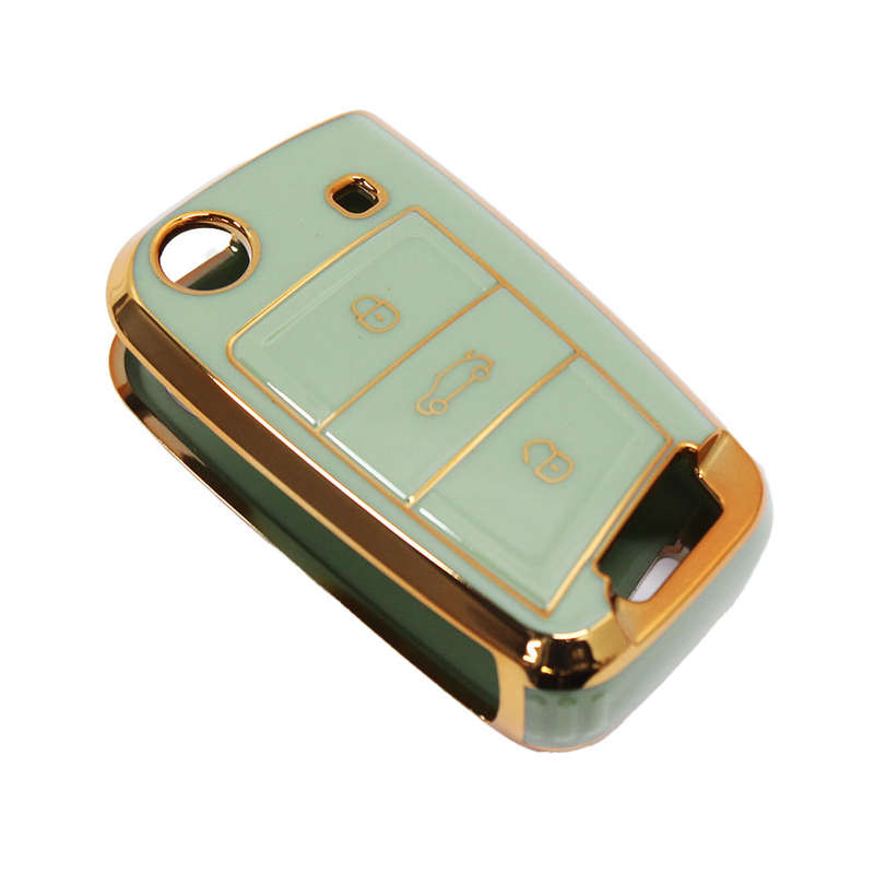 Green and Gold TPU Gloss Key Cover for VW Mk7