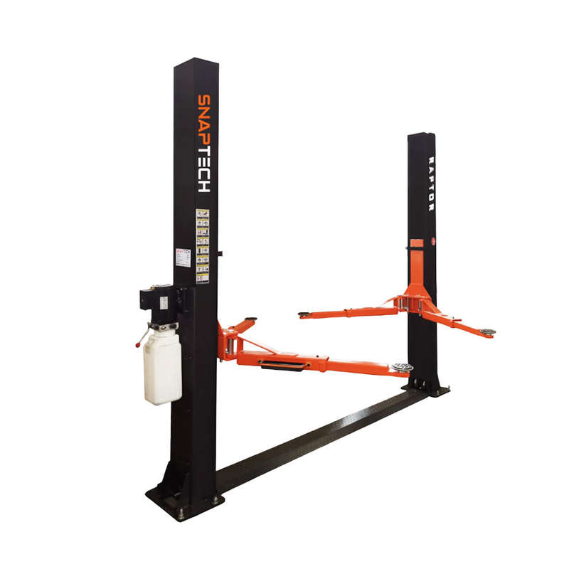 SnapTech Raptor 2 Post hoist with base Double S column design