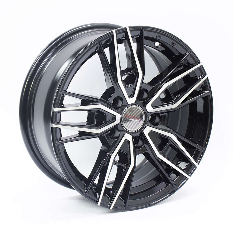 14" A-Line Axle 4/100 Black Machine Face Alloy Wheels