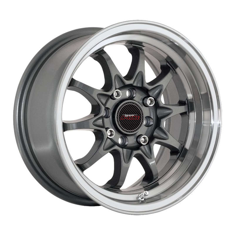 14" A-Line Fuse 4/100 & 4/114 Gunmetal Machine Lip Alloy Wheels
