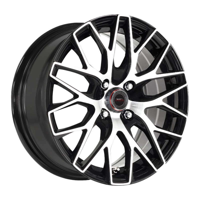 14" A-Line Matrix 4/100 Black Machine Face Alloy Wheels