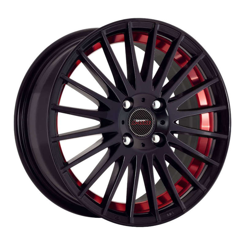 15" A-Line Stilletto 4/100 Velvet Black with Red Undercut Alloy Wheels