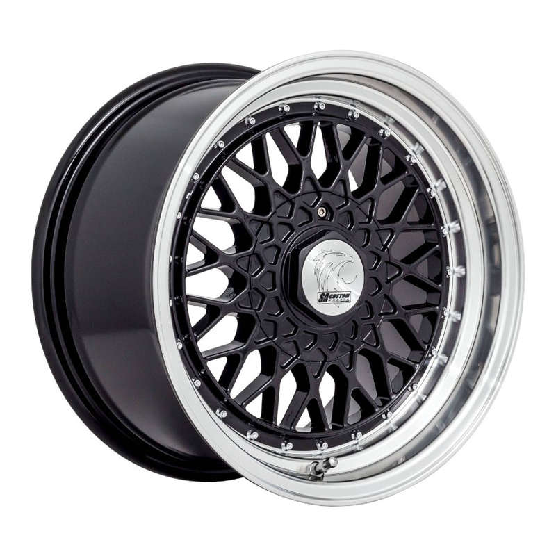 15" A-Line Web 4/100 Black Machined Lip Alloy Wheels