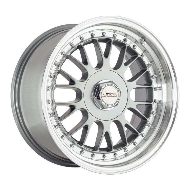 17" A-Line Solo 4/100 &amp; 4/114 Super Silver Machine lip Alloy Wheels with Chrome Rivets