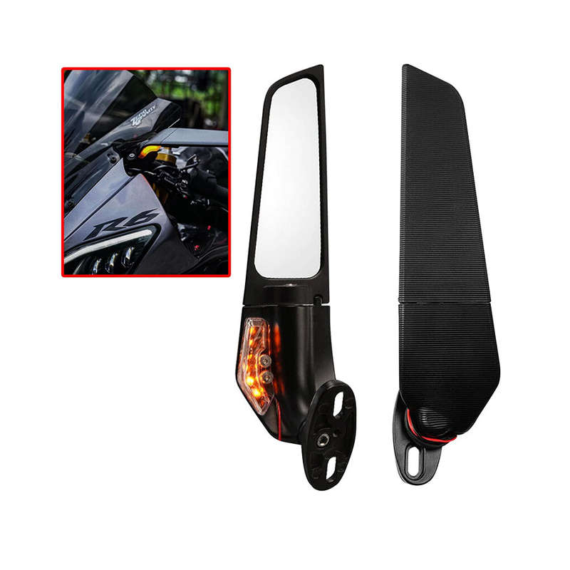 Universal Winglet Stealth Rear View Mirror with LED Indicator (large)