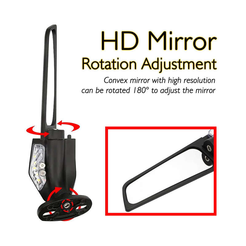 Universal Winglet Stealth Rear View Mirror with LED Indicator (large)