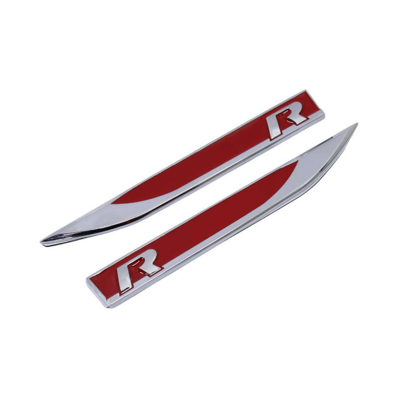 R-Line Red &amp; Chrome Fender Badges (14x2cm)