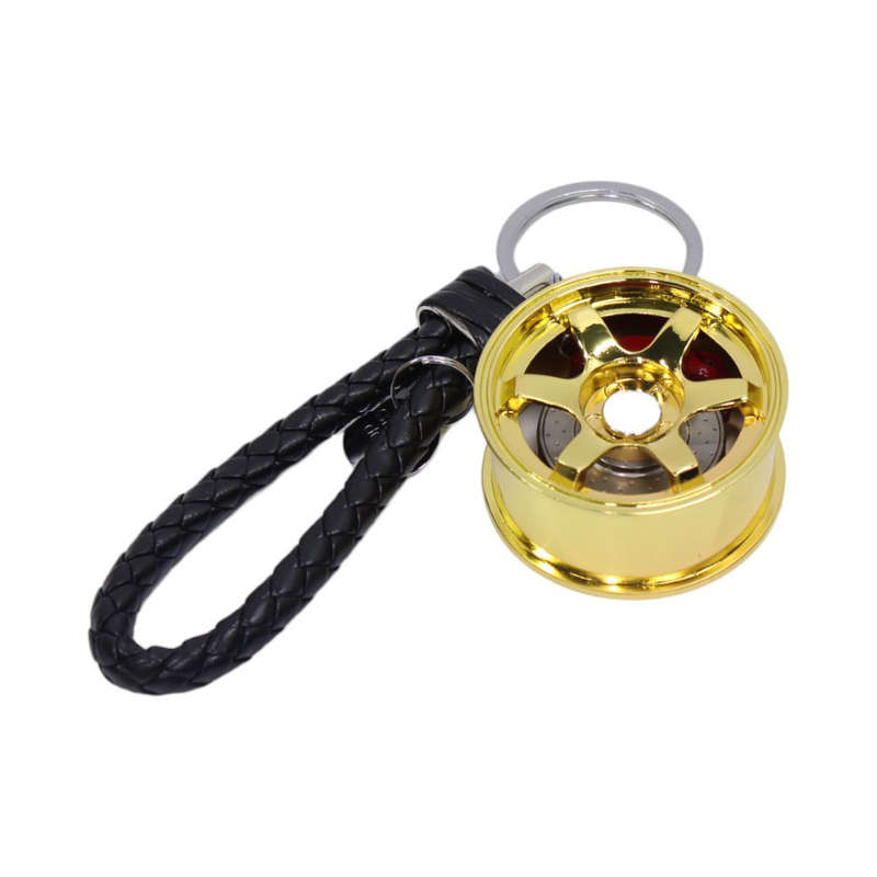JDF Alloy WWheel &amp; Disc Keyring with Strap (Gold)