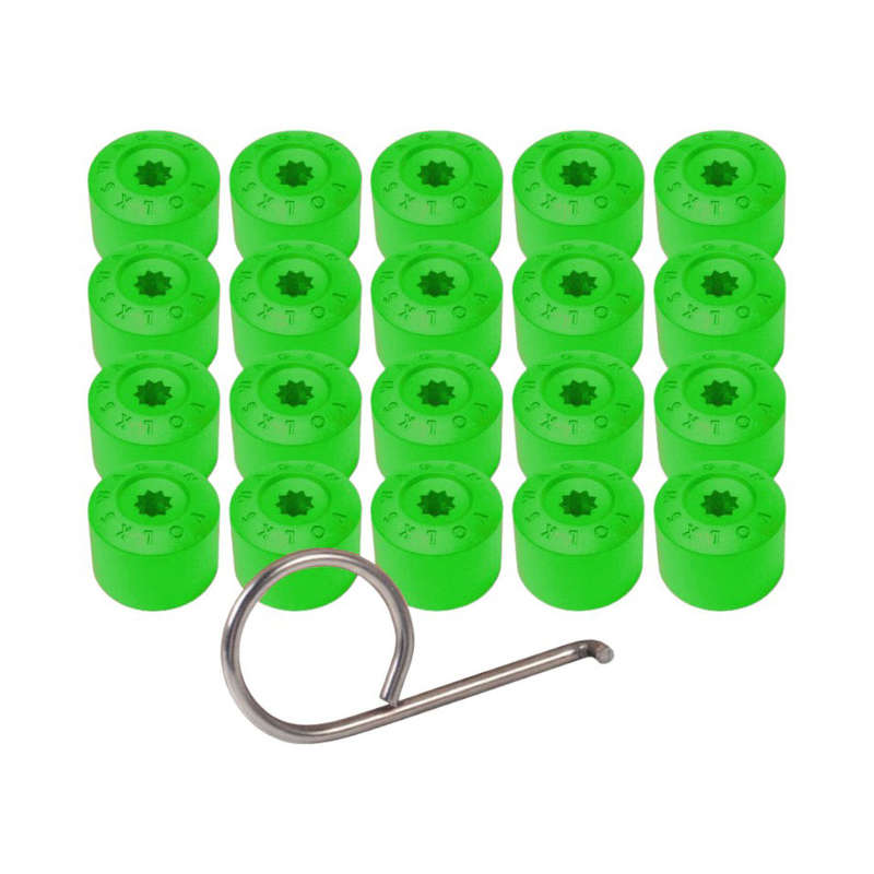 VW 17mm Anti-Theft Wheel Nut Covers including Tool (Lime Green)