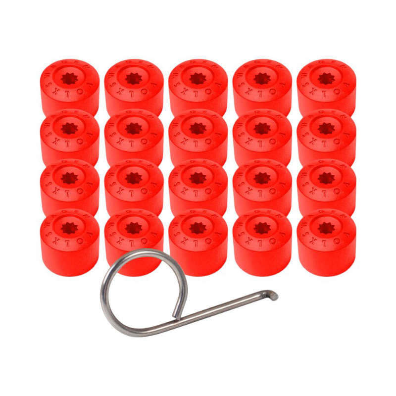 VW 17mm Anti-Theft Wheel Nut Covers including Tool (Red)