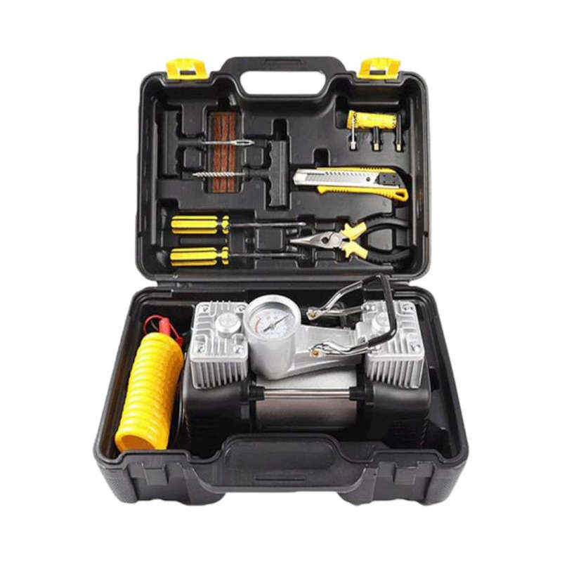 Portable Metal Double Cylinder Air Compressor and Tool Kit