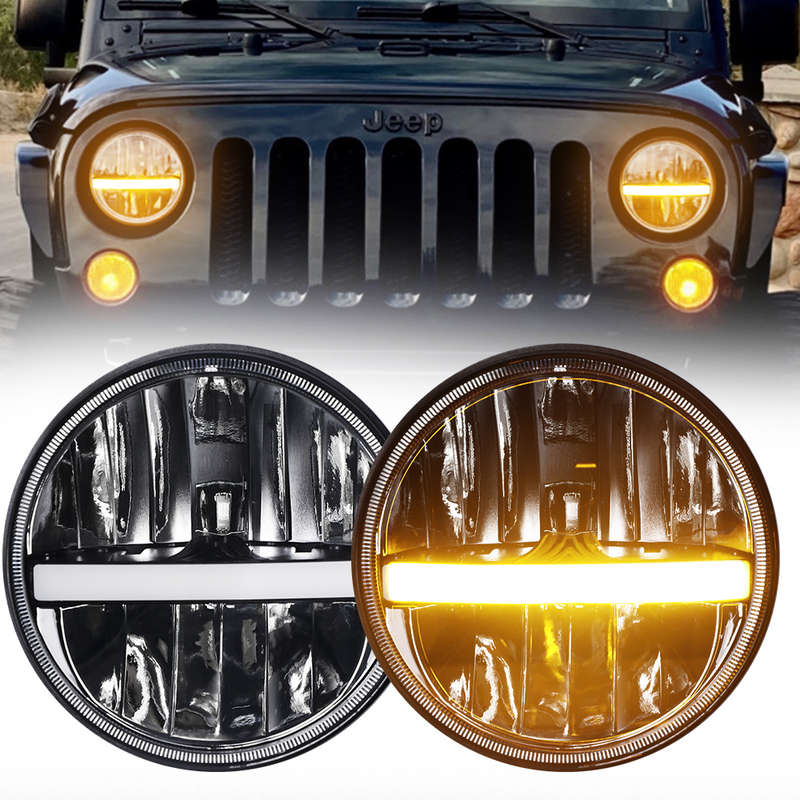 LED360 7" High/Low Beam Universal Headlight with DRL &amp; Indicator (pair)