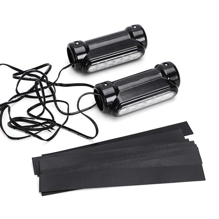 LED360 Motorcycle Highway Bar Switchback Turn Signal Light White Amber LED For Harley Black (pair)