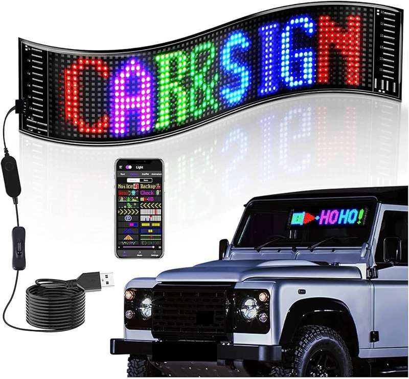 LED Matrix Panel Scrolling Customizable Display Screen for Vehicle Windows (595x120mm)