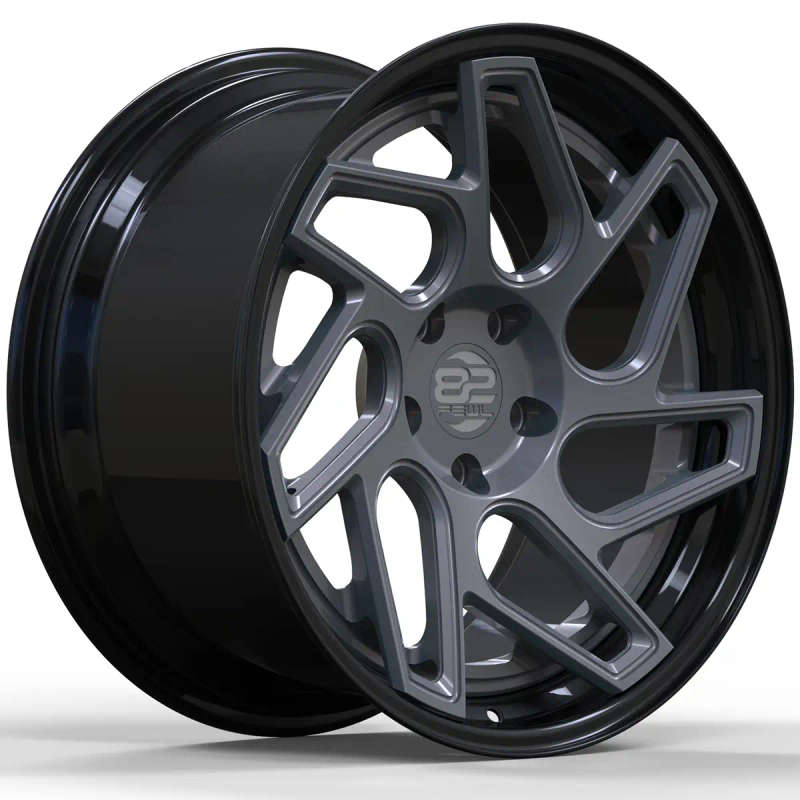 19" Fewl-82 FC219-25M 5/120 2-Piece Split Glossy Black + Matte Oxide Gunmetal Center Face Alloy W...