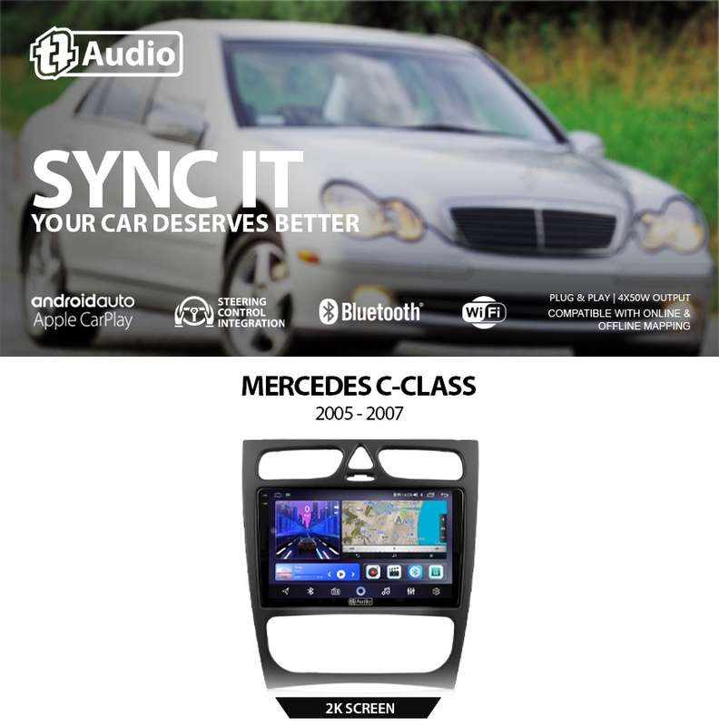 TT Audio 9" replacement radio for MERCEDES C-Class (W203) 2000 - 2005 (2K SCREEN)