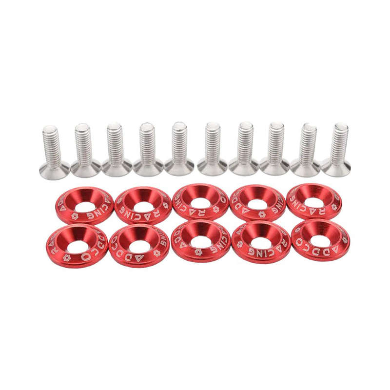Addco Racing 10PC M6 CNC Billet Aluminum Bolt Dress Up Kit (Red)