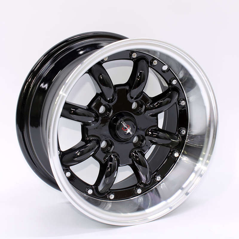 13" Racing Hart Coops 4/101.2 Gloss Black Machine Lip Alloy Wheels