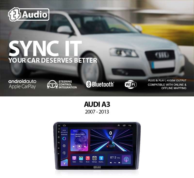 TT Audio 9" replacement radio for AUDI A3 2008-2013 MID SPEC (Android 12)
