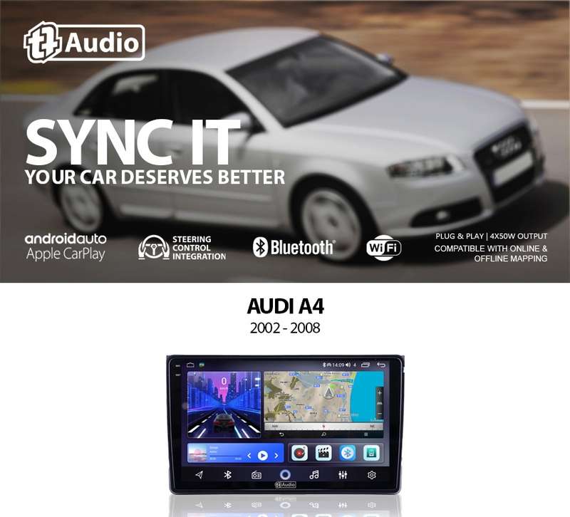 TT Audio 9" replacement radio for AUDI A4 2002 -2008 2K SCREEN (Android 12)