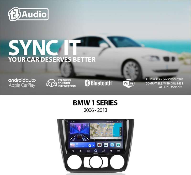 TT Audio Replacement Radio for BMW 1 SERIES 2006 - 2013 2K SCREEN auto/manual aircon (Android 12)
