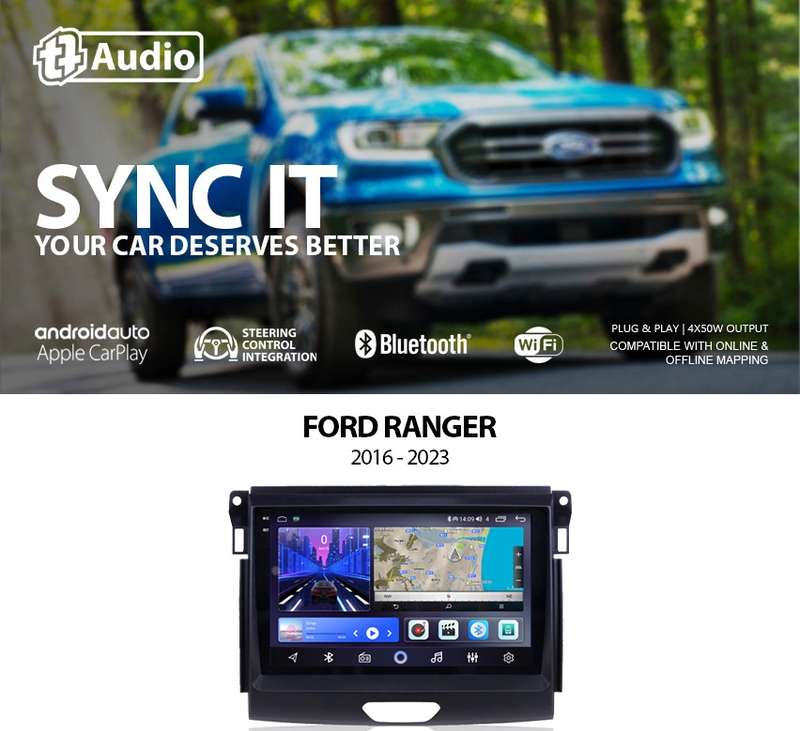 TT Audio 9" replacement radio for FORD Ranger/Everest 2015 (CLASS D)