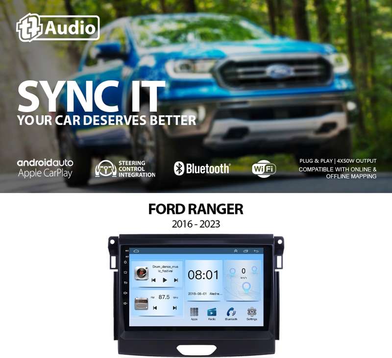 TT Audio 9" replacement radio for FORD Ranger/Everest 2015 (ECO)