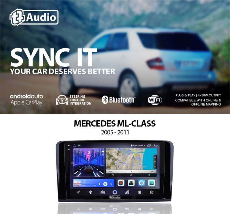 TT Audio 9" replacement radio for MERCEDES ML W164 ML350 2005 - 2012 (2K SCREEN)