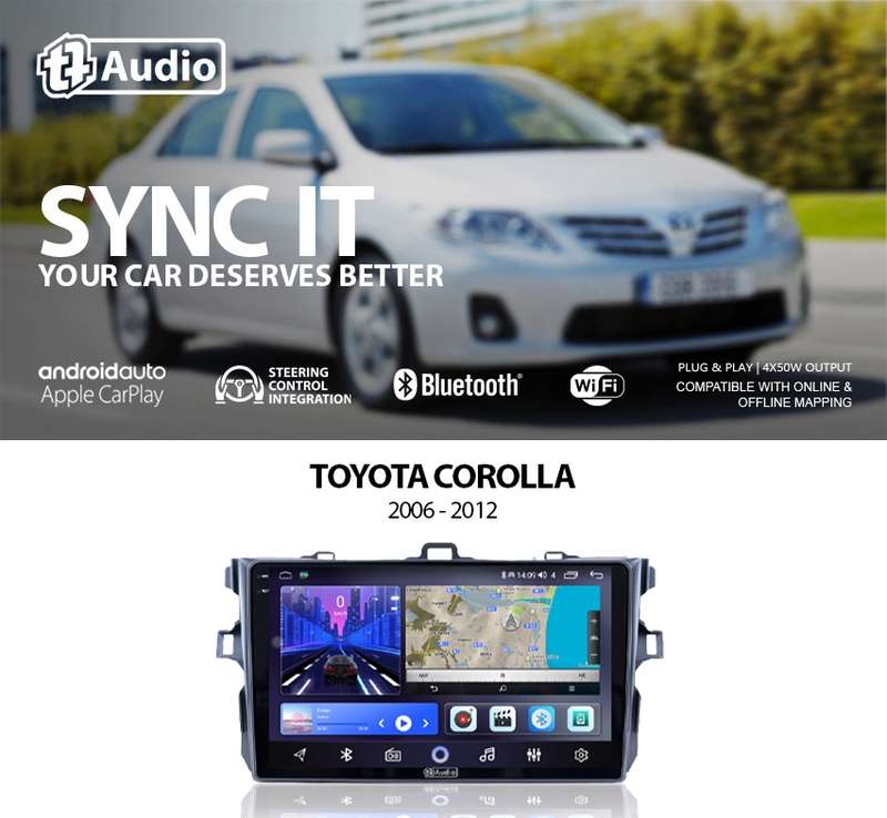 TT Audio 9" replacement radio for TOYOTA COROLLA 2006-2012 (2K SCREEN)