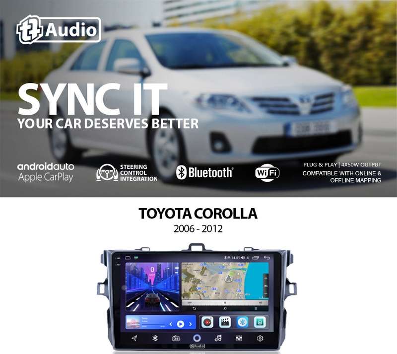 TT Audio 9" replacement radio for TOYOTA COROLLA 2006-2012 (MID SPEC)