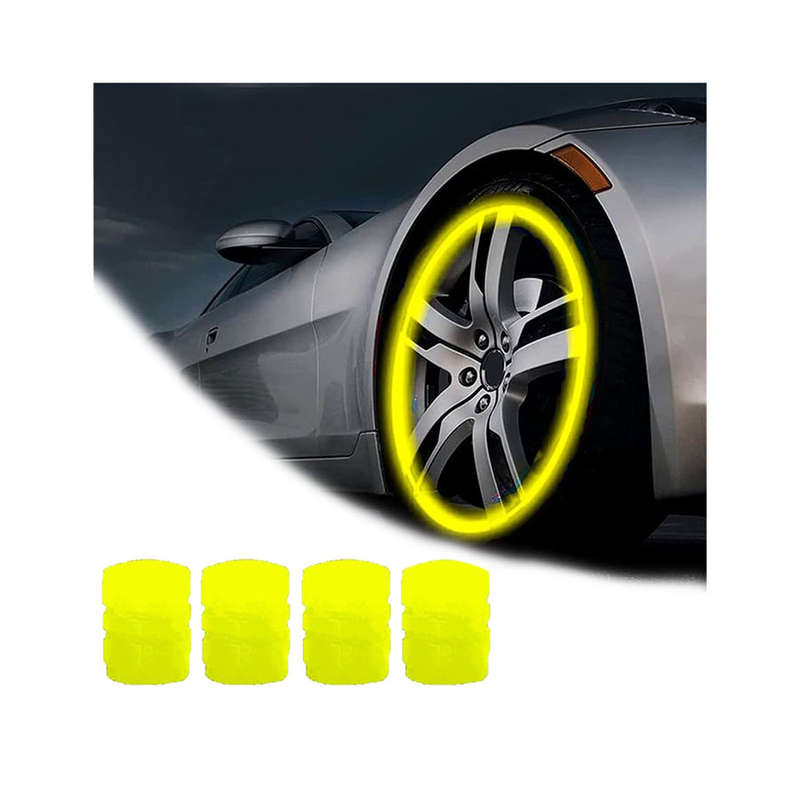 Glow in The Dark Wheel Valve Caps (Neon Yellow)