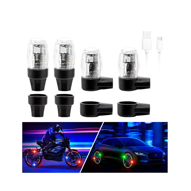 Rechargeable LED Wheel Valve &amp; Stems (set of 4)