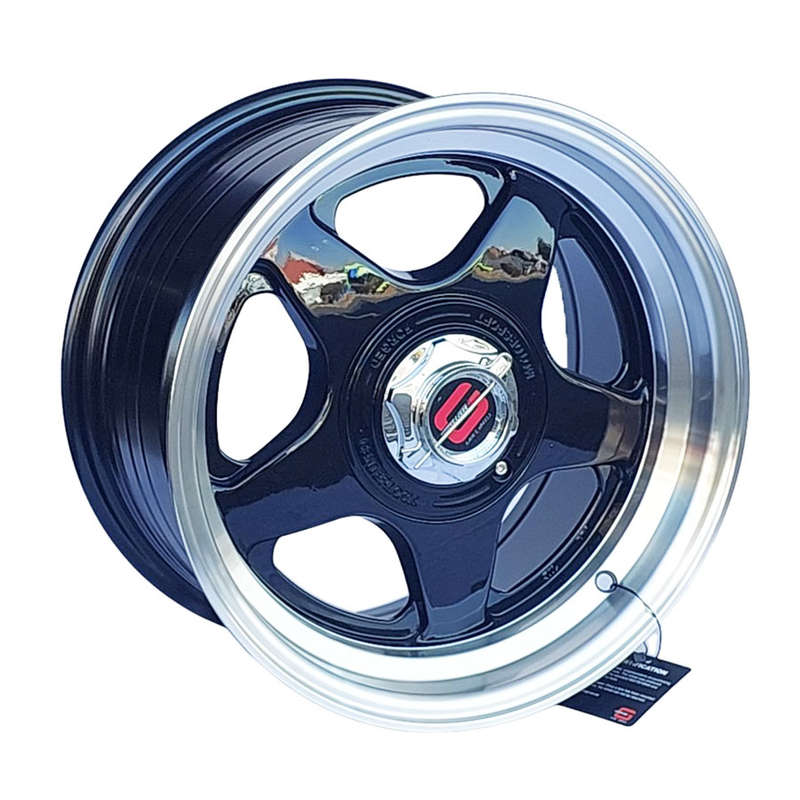 15" GR1922B 4/100 &amp; 4/108 Black Machine Face Alloy Wheels