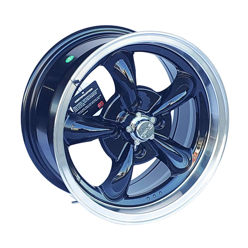 14" GR826D 4/100 Gloss Black Machine Lip Alloy Wheels