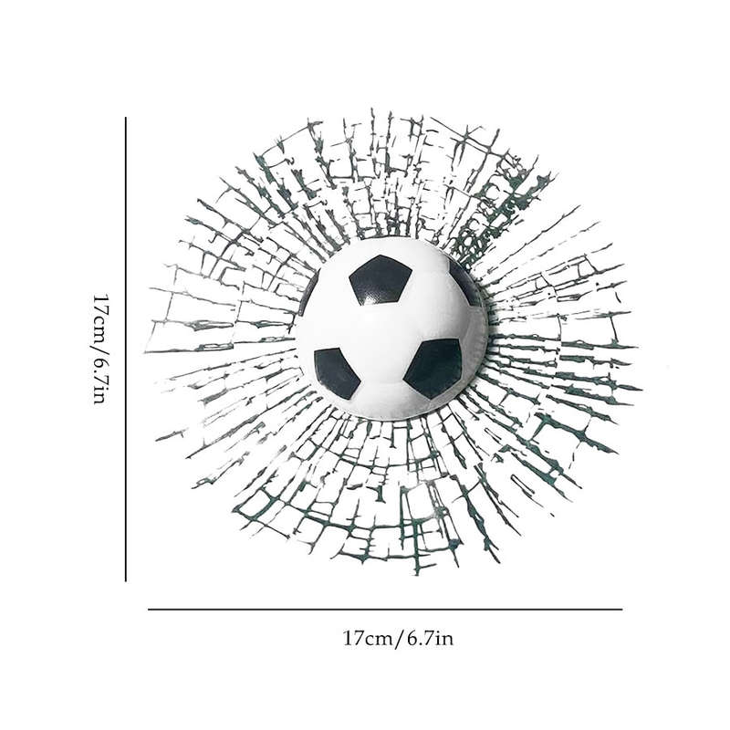 3D Simulation Soccer Ball Window Crack Sticker Set