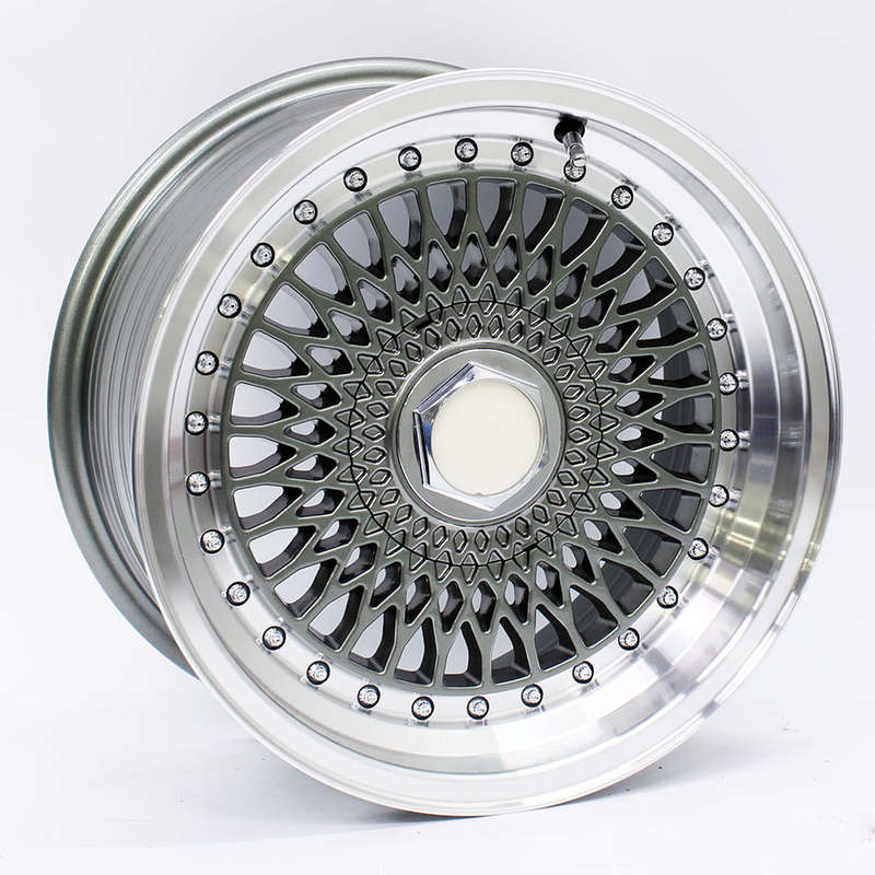 15" M7517 4/100 &amp; 4/108 Gunmetal Machine Lip Alloy Wheels