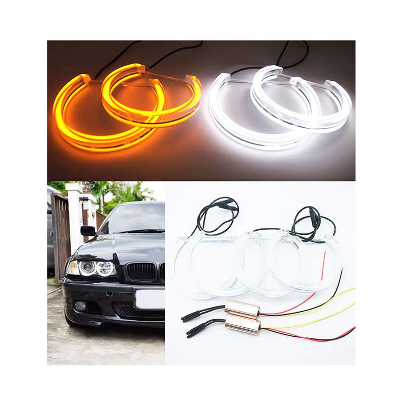 3D Angel Eye Crystal White &amp; Yellow Rings for Bmw E36/E38/E39/E46 (for non projector lamps)