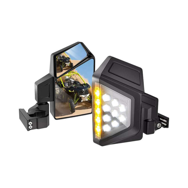 RZR Side Rear View Mirrors with LED Lights 45W