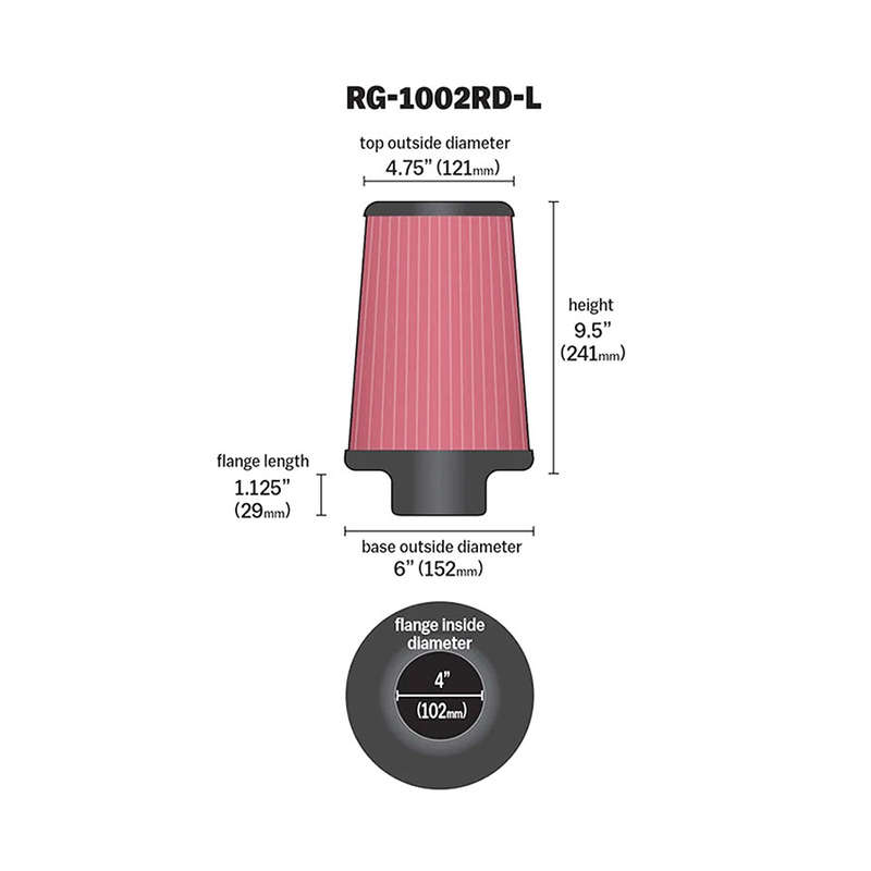 K&amp;N Universal Chrome Adjustable Universal Air Filter
