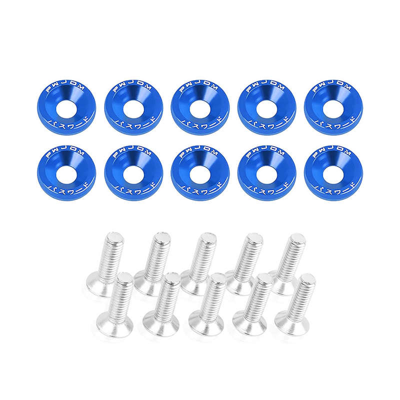 Engine Bay Dress Up Bolts M6 Aluminum Fasteners - 10piece set (Blue )