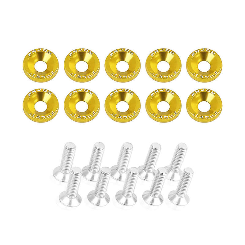 Engine Bay Dress Up Bolts M6 Aluminum Fasteners - 10piece set (Gold)