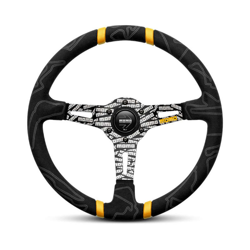 Momo Steering Wheel Ultra 350 Black with Yellow Trim