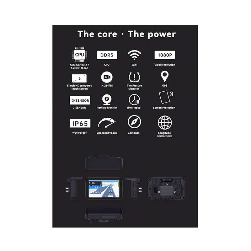 5" M80CWireless Touchscreen Interface with Android/Carplay Connectivity for Motorcycles (dual cam...