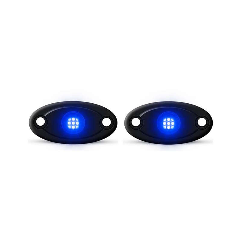 Universal Aluminium 9-LED Rocklights (Blue) - 2 pack
