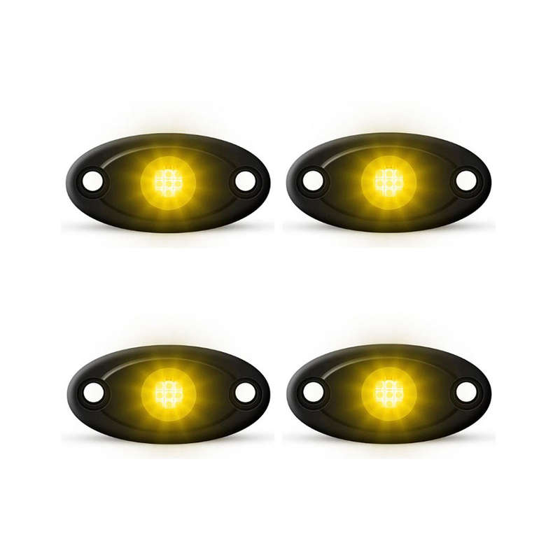 Universal Aluminium 9-LED Rocklights (Yellow) - 4 pack